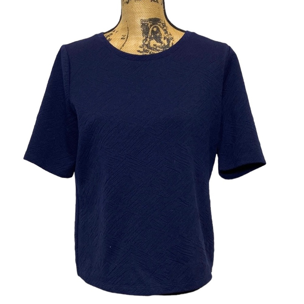 Chico’s Blue Jacquard Scoop Neck Top M